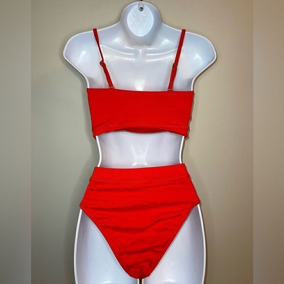 XHILARATION Ribbed High Waisted Bandeau Bikini Size Small - Picture 3 of 9